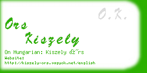 ors kiszely business card